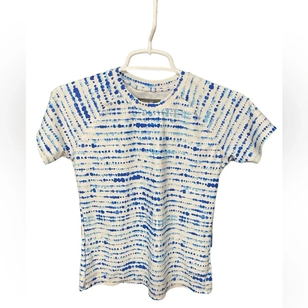 Eddie Bauer girls size L blue and white rash guard